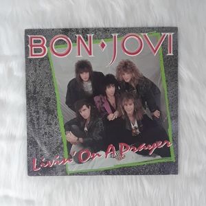 Bon Jovi Livin on a Prayer Vinyl Record Vintage